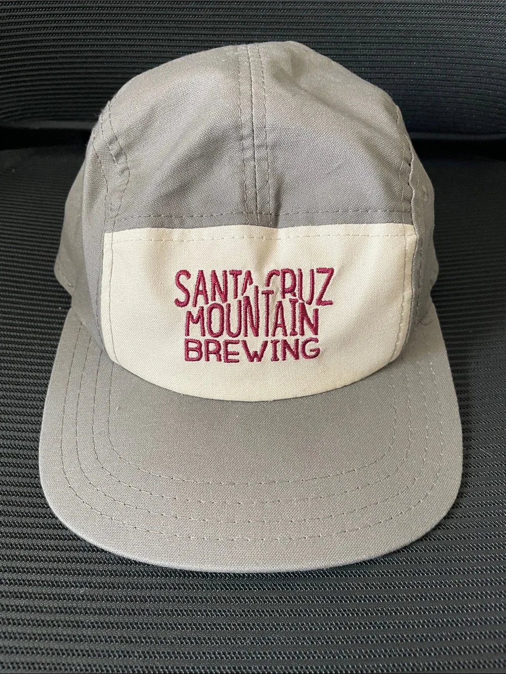 Santa Cruz Mtn. Brewery Gray & Cream Five-Panel Hat with Maroon Logo